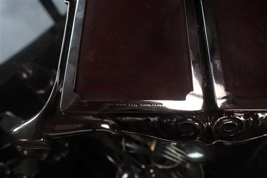 A late 19th/early 20th century Tiffany & Co Art Nouveau sterling silver double photograph frame, width 27.2cm.